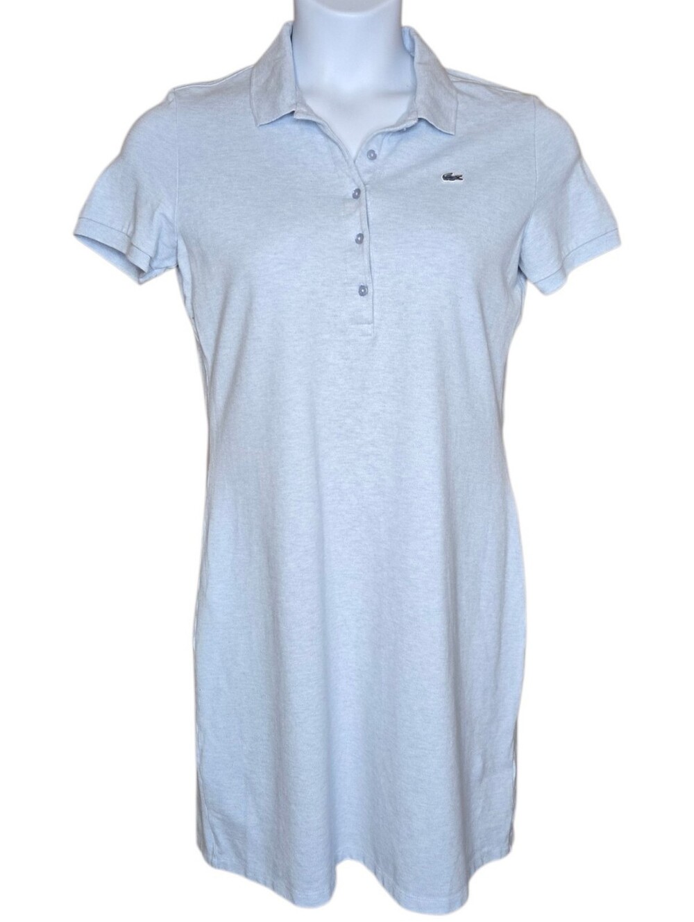 LACOSTE light blue polo collared preppy short sleeve pique mini dress 42/L